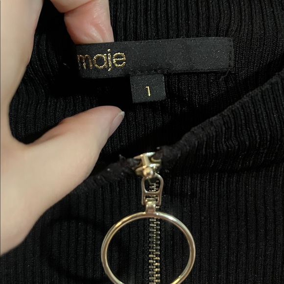 Maje Maria Zip-Detail Ribbed-Knit Sweater - Picture 5 of 7